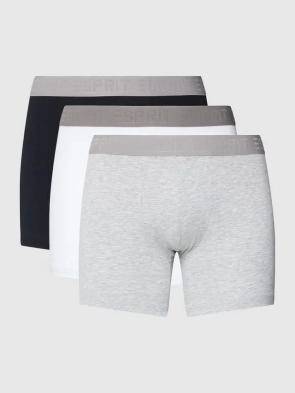 Großhandel ⭐ Esprit Trunks Mit Label-Details Im 3er-Pack – Mittelgrau Meliert ✨ 3