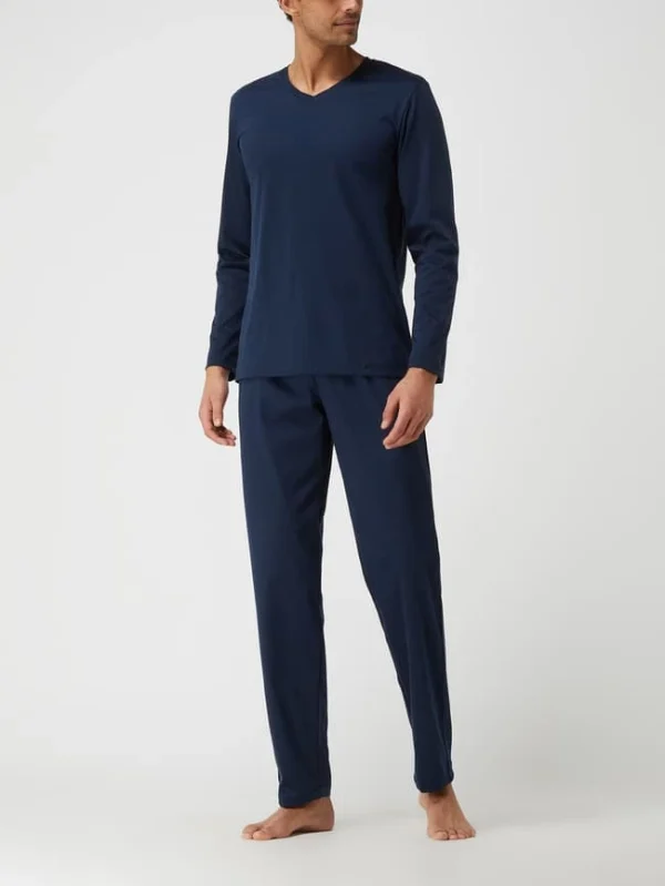 Budget ? Hanro Pyjama Aus Merzerisierter Baumwolle – Dunkelblau ? 1