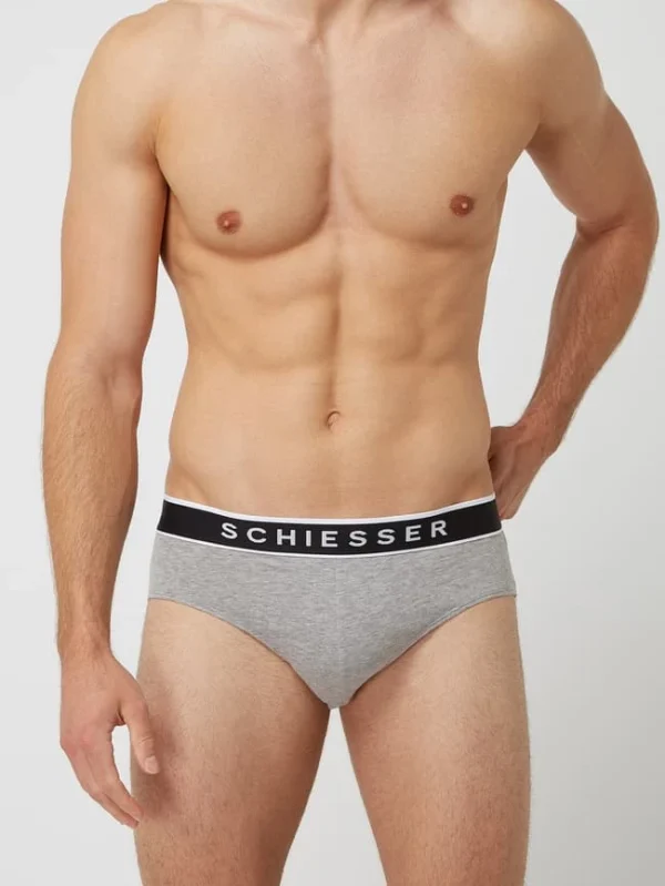 Bestes Angebot ? Schiesser Slip Mit Logo-Bund Im 3er-Pack – Mittelgrau Meliert ? 3