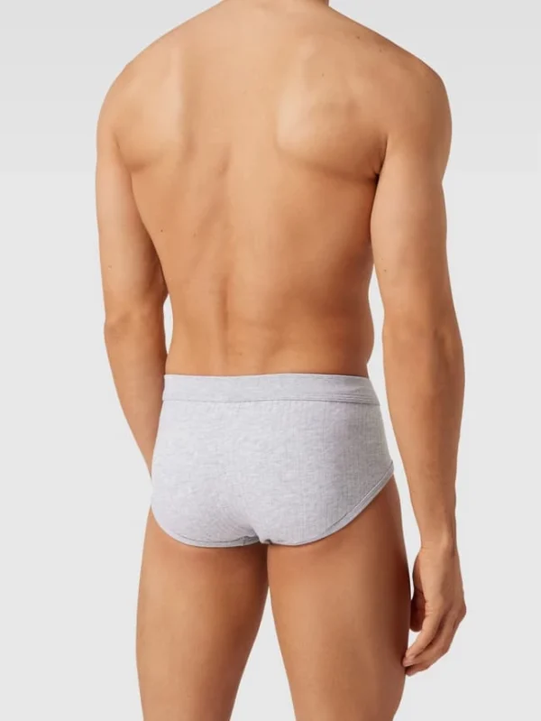 Auslauf ? Schiesser Slip Mit Rippenstruktur Im 2er-Pack Modell ‘Authentic’ – Mittelgrau Meliert ? 5