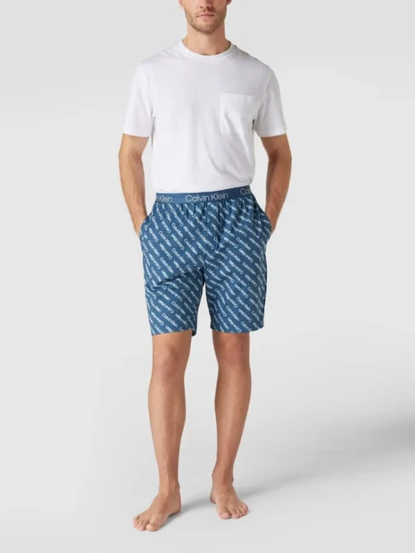 Bestes Angebot ⌛ Calvin Klein Underwear Pyjama-Shorts Mit Allover-Label – Marineblau ⌛ 1