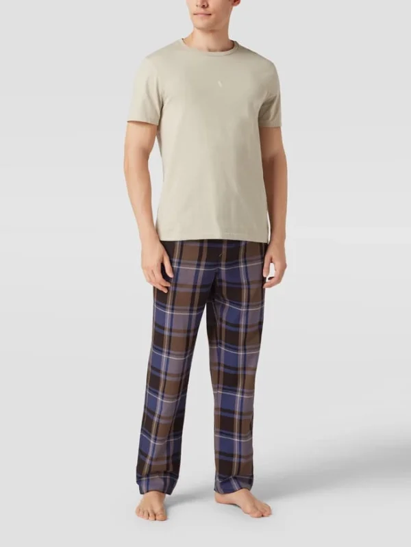 Blitzangebot ? Schiesser Pyjama-Hose Mit Glencheck-Muster Modell ‘Mix + Relax Hose Lang’ – Dunkelbraun ? 1
