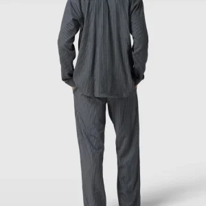 Bestpreis ⌛ Schiesser Pyjama Mit Streifenmuster Modell ‘Warming’ – Dunkelblau ✨ 12