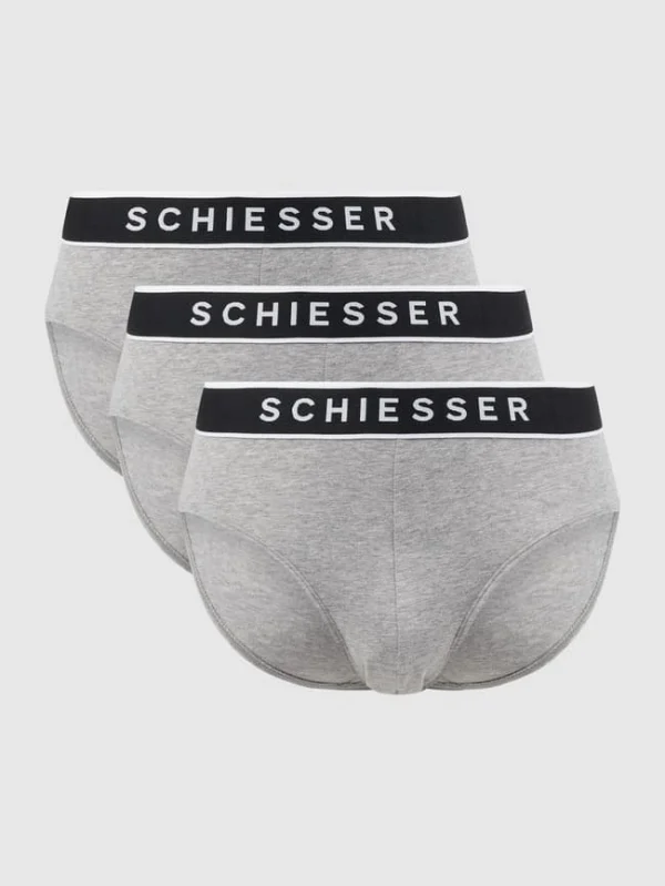 Bestes Angebot ? Schiesser Slip Mit Logo-Bund Im 3er-Pack – Mittelgrau Meliert ? 1