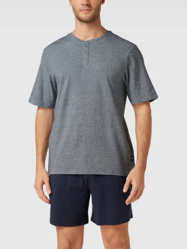 Neu ? S.Oliver RED LABEL Pyjama Mit Label-Details – Blau Meliert ? 1